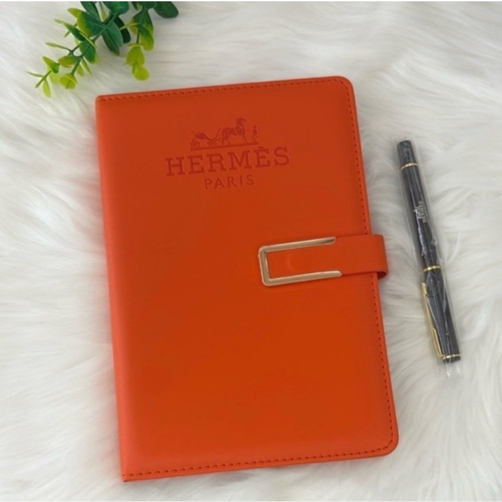 Hermès Orange Leather Notebook Cover